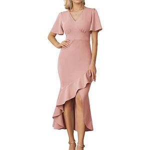 GRACE KARIN 2023 Pink Ruffle Mermaid Dress: Formal, Wedding Guest, Cocktail